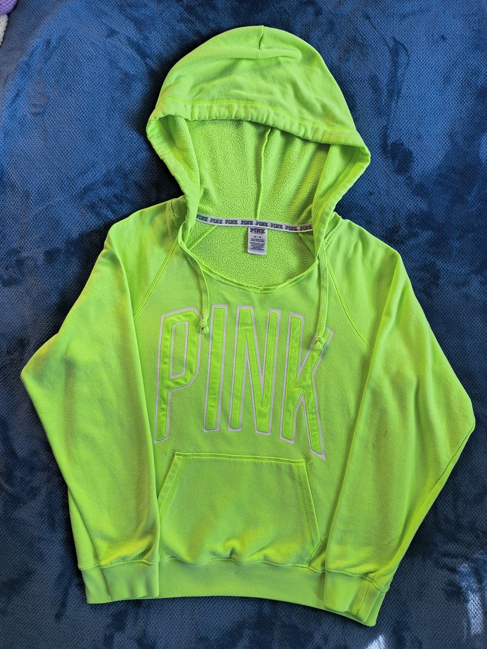 PINK Victoria's Secret Women's Neon Green Hooded Sweatshirt